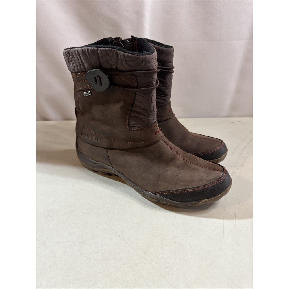Merrell Dewbrook side Zip Snow Boots Waterproof Insulated brown women's 8